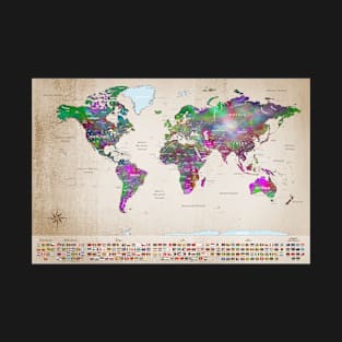 World Map With Countries Flags T-Shirt