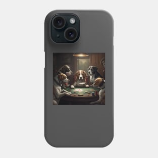 Funny Dogs Playing Poker by C.M. Coolidge illustration Phone Case