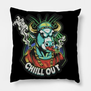 Hip Hop Bull Chill Out Artwork Pillow