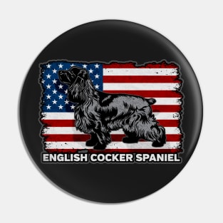 English Cocker Spaniel Dog American Flag Pin