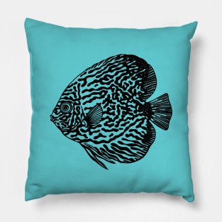 Discus Fish or Pompadour Fish - animal drawing for fish lovers Pillow