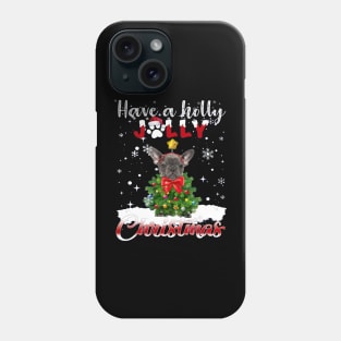 Grey French Bulldog Have A Holly Jolly Christmas Phone Case