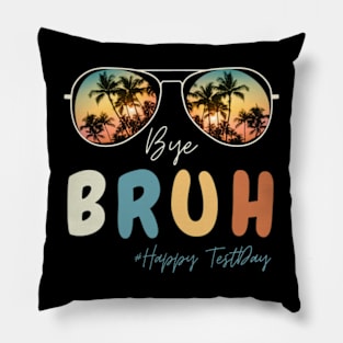 Bye Bruh We Out End Of School Retro Rainbow Sunglasses Boys T-Shirt Pillow