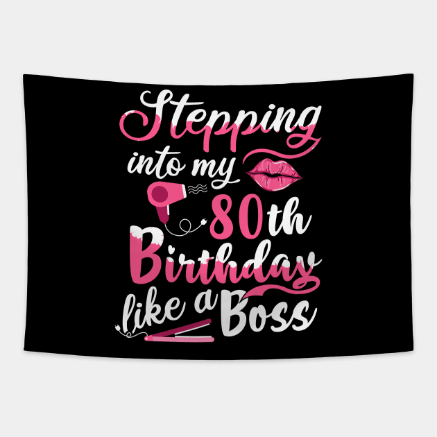 Stepping into My 80th Birthday like a Boss Gift Tapestry by BarrelLive