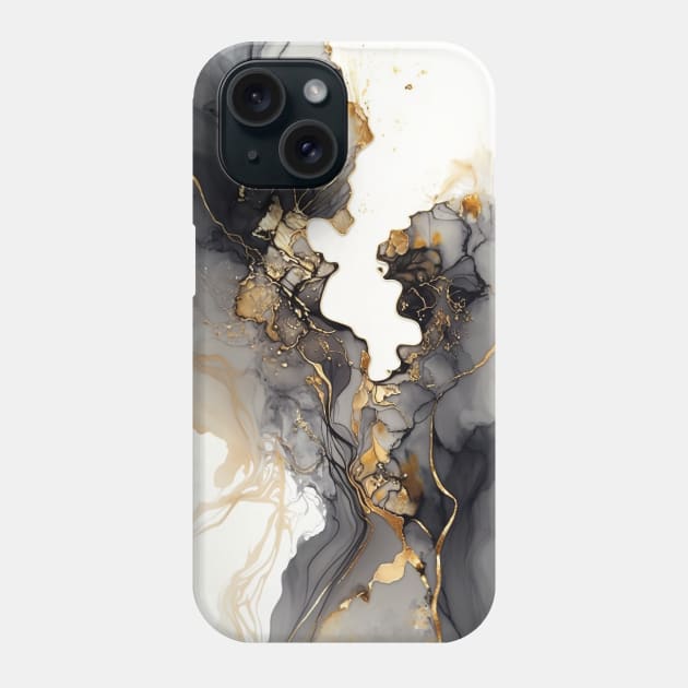 Ashen Dreams - Abstract Alcohol Ink Resin Art Phone Case by inkvestor