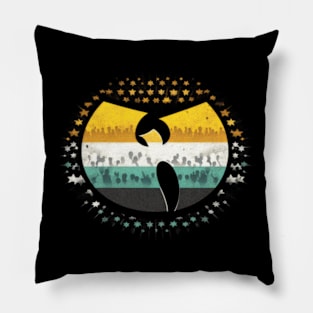 Gradient Wu-Tang Logo yellow white green gray colors Pillow