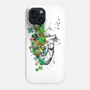 Heart anatomy, heart with four-leaf clovers Phone Case