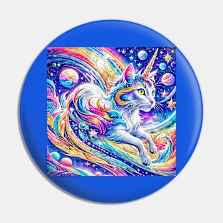 Rainbow Galaxy Unicorn Kitten Pin