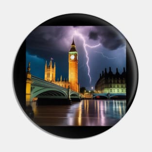 Iconic World Landmarks During A Thunderstorm: Big Ben London Pin