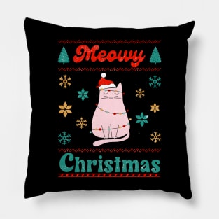 Meowy Christmas Pillow