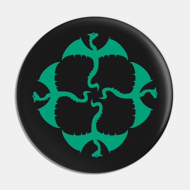 Emerald Green Vector Flying Irish / Gaelic / Celtic Dragons Design Pin by LuckDragonGifts