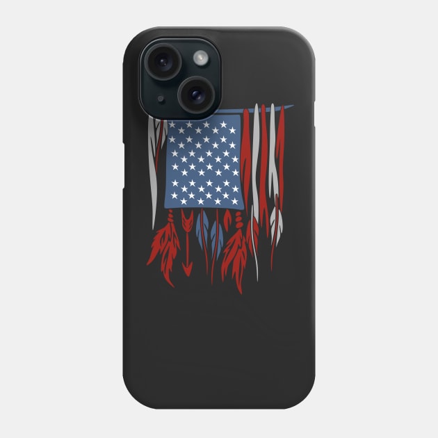 American Flag Feathers Phone Case by guitar75