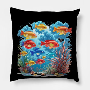 colorful fish in the sea Pillow