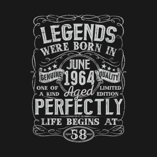 58th Birthday Vintage Legend Were Bon in June 1964 58 Years T-Shirt