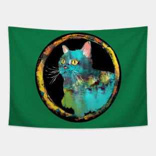 What do you mean? Artsy Blue Cat Tapestry