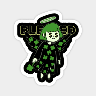 Lucky Clover Blessed Angel - Good Luck Charm Magnet