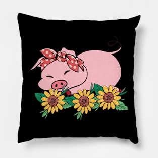 Cute Pig Bandana Sunflower Pillow