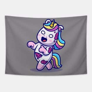 Cute Unicorn Zombie Cartoon Tapestry