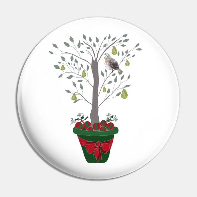 12 Days of Christmas Partridge in a Pear Tree Pin by podartist