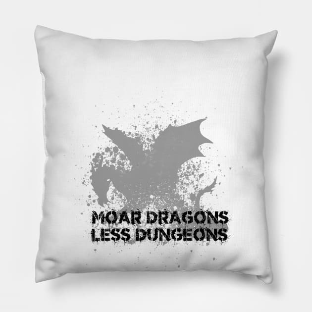 Moar Dragons Splatter Pillow by MoarDragonsLessDungeons