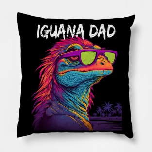 Iguana Dad Synthwave Pillow