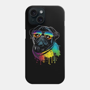 Colourful cool black pug with sunglasses one Phone Case