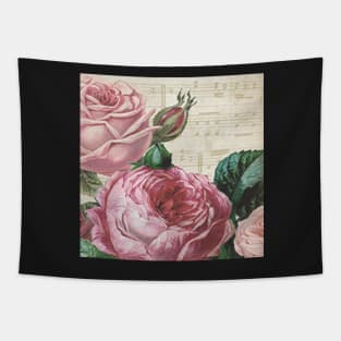 Roses, Floral Music Notes & Rose Vintage Romance Beautiful Design Tapestry