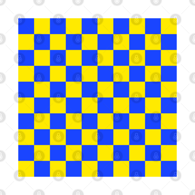 Checkerboard Square Seamless Pattern - Yellow & Blue by DesignWood Atelier