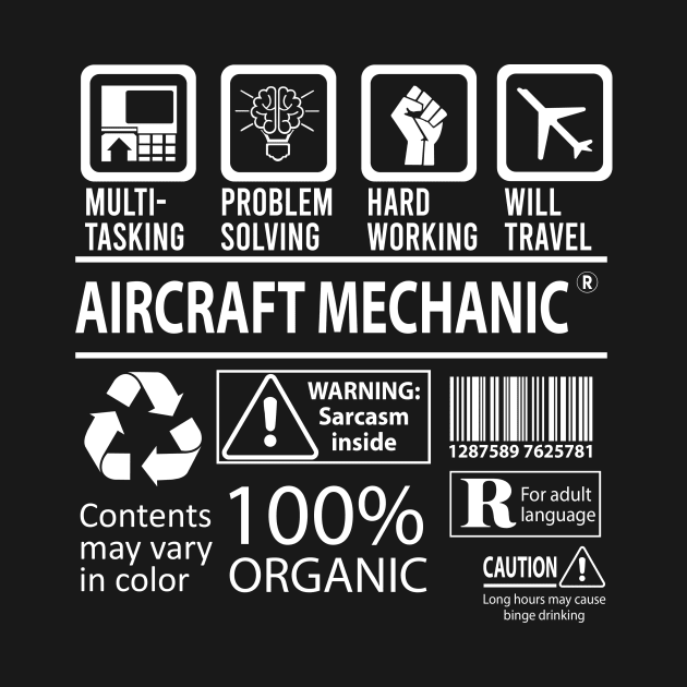Aircraft Mechanic T Shirt - MultiTasking Certified Job Gift Item Tee by Aquastal