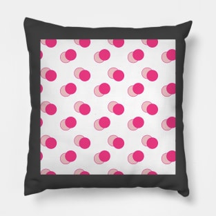 Geometric shapes, circles, balls, dotts, pink, red, molecules, geometry, polka, ornament, seamless,  repeat, Pillow