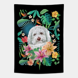 Tropical White Toy Poodle Tapestry