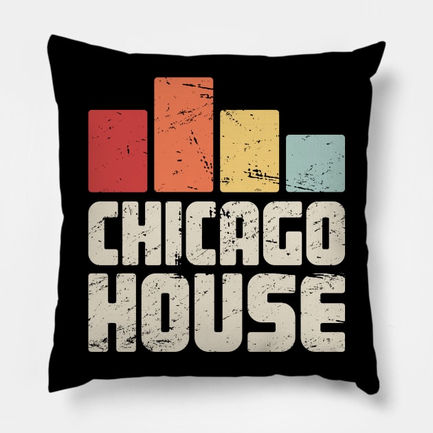 Retro Vintage Chicago House Electronic Music Gift Pillow by MeatMan