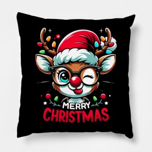 Merry Christmas Reindeer Rudolph Xmas Family holiday Pillow