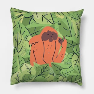 Orangutan in Leaves Pillow