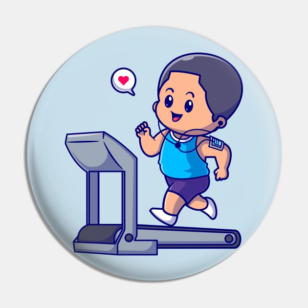 Cute Boy Running On Treadmill Cartoon Pin by Catalyst Labs