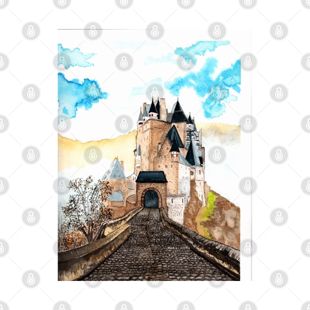 Berg Eltz Castle watercolor painting by RedDragon_Watercolors