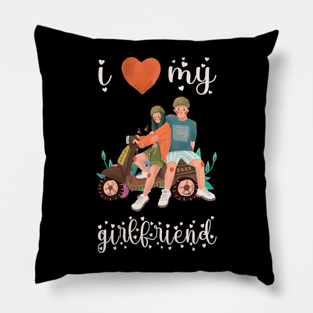 I Love My Girlfriend Pillow by BicycleStuff