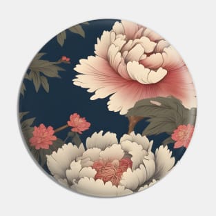 Japanese Peony Kimono Pattern Pin