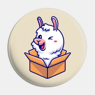 Cute Alpaca In Box Cartoon Pin