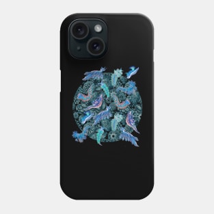 Ernst Haeckel Blue Hued Nudibranch on Cerulean Sea Squirts Phone Case