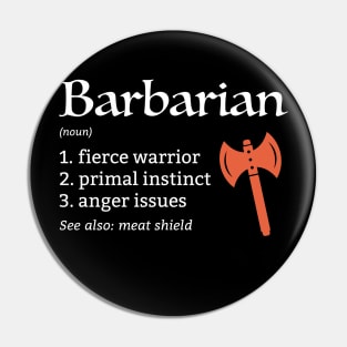 D&D Barbarian Class Definition Pin