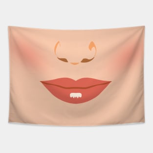 Illustration of Beautiful Woman's Pink Lips and Smile Tapestry