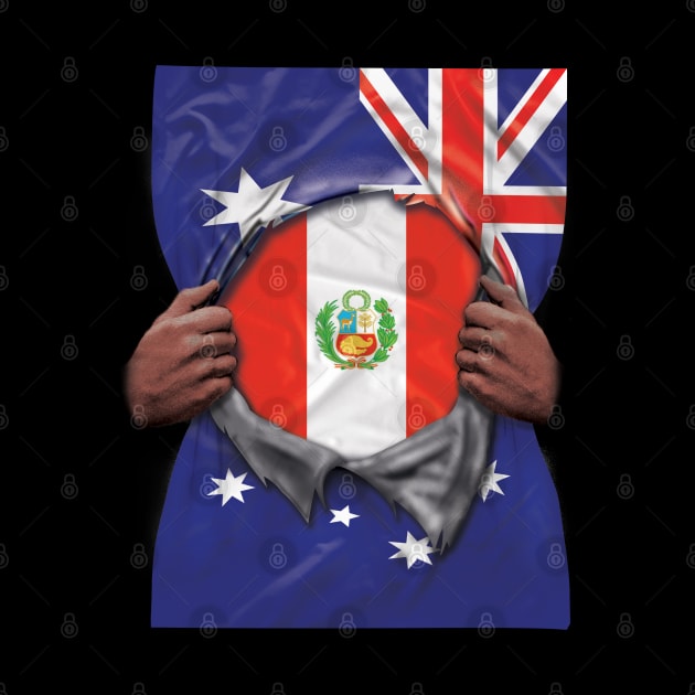 Peru Flag Australian Flag Ripped - Gift for Peruvian From Peru by Country Flags