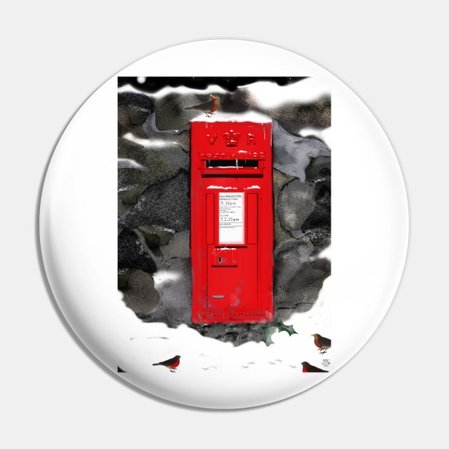 Red Royal Mail POST BOX. Christmas/ Winter Illustration. Robins. Pin by grantwilson