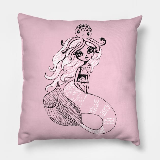 Mermaid Sketches Series: Octopus Friend Pillow by LittleMissTyne