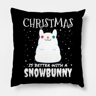 Christmas Is Better With A Snowbunny - christmas snow bunny rabbit Pillow