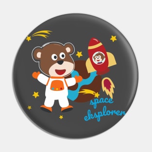 Space bear or astronaut in a space suit with cartoon style Pin