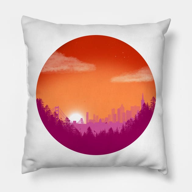 Subtle Lesbian Pride Flag Landscape Pillow by JustGottaDraw