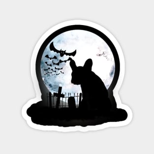 French bulldog frenchie and bats with full moon Magnet