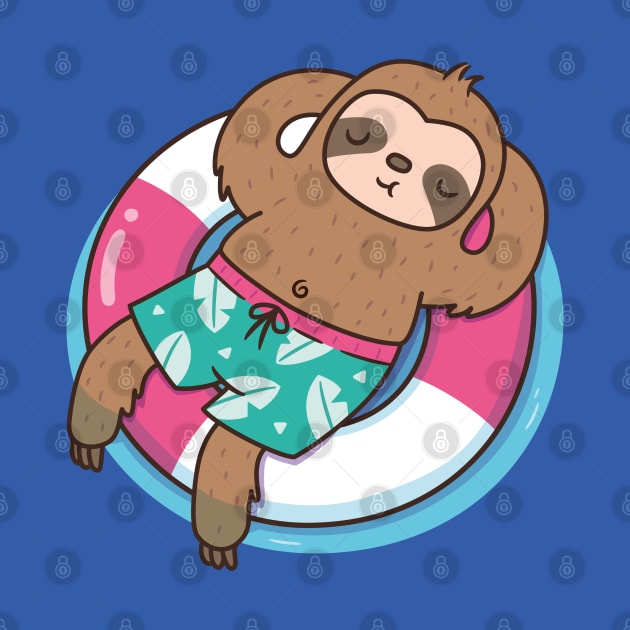 Cute Sloth Chilling On Pool by rustydoodle